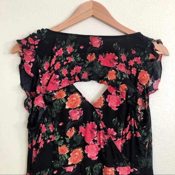 PLENTY TRACY REESE Laurete Floral Ruffle Cutout Wide Leg Jumpsuit in Black - Picture 13 of 14